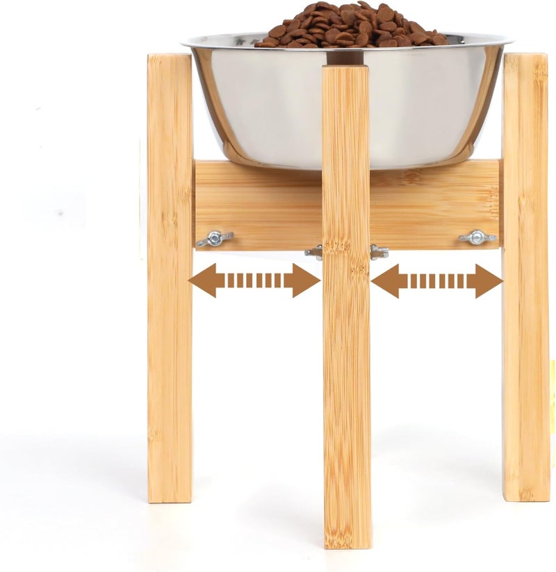 HTB Elevated Dog Bowl Stand,Adjustable Dog Food Stand for 7”-10” Bowls,Single Dog Bowl Holder 10” Tall for Medium Dogs - Image 1